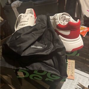 Dolce & Gabbana Red and White Athletic Shoes